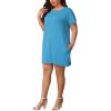 imagePINSV Womens Casual Summer T Shirt Dresses Short Sleeve Tunic Dress with PocketsLight Blue