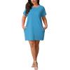 imagePINSV Womens Casual Summer T Shirt Dresses Short Sleeve Tunic Dress with PocketsLight Blue