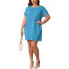 imagePINSV Womens Casual Summer T Shirt Dresses Short Sleeve Tunic Dress with PocketsLight Blue