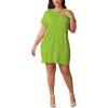 imagePINSV Womens Casual Summer T Shirt Dresses Short Sleeve Tunic Dress with PocketsNeon Green