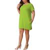imagePINSV Womens Casual Summer T Shirt Dresses Short Sleeve Tunic Dress with PocketsNeon Green