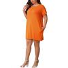imagePINSV Womens Casual Summer T Shirt Dresses Short Sleeve Tunic Dress with PocketsOrange