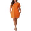 imagePINSV Womens Casual Summer T Shirt Dresses Short Sleeve Tunic Dress with PocketsOrange