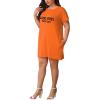 imagePINSV Womens Casual Summer T Shirt Dresses Short Sleeve Tunic Dress with PocketsOrange Letters