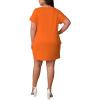 imagePINSV Womens Casual Summer T Shirt Dresses Short Sleeve Tunic Dress with PocketsOrange Letters