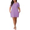 imagePINSV Womens Casual Summer T Shirt Dresses Short Sleeve Tunic Dress with PocketsPale Purple