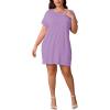 imagePINSV Womens Casual Summer T Shirt Dresses Short Sleeve Tunic Dress with PocketsPale Purple