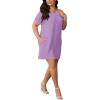 imagePINSV Womens Casual Summer T Shirt Dresses Short Sleeve Tunic Dress with PocketsPale Purple