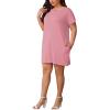 imagePINSV Womens Casual Summer T Shirt Dresses Short Sleeve Tunic Dress with PocketsPink