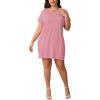imagePINSV Womens Casual Summer T Shirt Dresses Short Sleeve Tunic Dress with PocketsPink