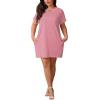 imagePINSV Womens Casual Summer T Shirt Dresses Short Sleeve Tunic Dress with PocketsPink