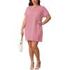 imagePINSV Womens Casual Summer T Shirt Dresses Short Sleeve Tunic Dress with PocketsPink