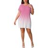 imagePINSV Womens Casual Summer T Shirt Dresses Short Sleeve Tunic Dress with PocketsPink Gradient