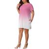 imagePINSV Womens Casual Summer T Shirt Dresses Short Sleeve Tunic Dress with PocketsPink Gradient