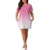 imagePINSV Womens Casual Summer T Shirt Dresses Short Sleeve Tunic Dress with PocketsPink Gradient