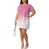 imagePINSV Womens Casual Summer T Shirt Dresses Short Sleeve Tunic Dress with PocketsPink Gradient