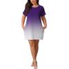 imagePINSV Womens Casual Summer T Shirt Dresses Short Sleeve Tunic Dress with PocketsPurple Gradient