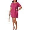 imagePINSV Womens Casual Summer T Shirt Dresses Short Sleeve Tunic Dress with PocketsRose Red