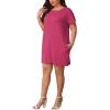 imagePINSV Womens Casual Summer T Shirt Dresses Short Sleeve Tunic Dress with PocketsRose Red