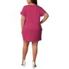 imagePINSV Womens Casual Summer T Shirt Dresses Short Sleeve Tunic Dress with PocketsRose Red