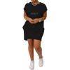 imagePINSV Womens Casual Summer T Shirt Dresses Short Sleeve Tunic Dress with PocketsV Black