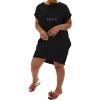 imagePINSV Womens Casual Summer T Shirt Dresses Short Sleeve Tunic Dress with PocketsV Black