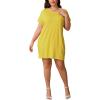 imagePINSV Womens Casual Summer T Shirt Dresses Short Sleeve Tunic Dress with PocketsYellow