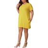 imagePINSV Womens Casual Summer T Shirt Dresses Short Sleeve Tunic Dress with PocketsYellow
