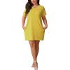 imagePINSV Womens Casual Summer T Shirt Dresses Short Sleeve Tunic Dress with PocketsYellow