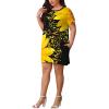imagePINSV Womens Casual Summer T Shirt Dresses Short Sleeve Tunic Dress with PocketsYellow Flower Print