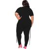imagePINSV Womens Plus Size 2 Piece Outfits Sweatsuits Short Sleeve Jogger Sets TracksuitAblack