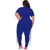 imagePINSV Womens Plus Size 2 Piece Outfits Sweatsuits Short Sleeve Jogger Sets TracksuitAblue