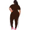 imagePINSV Womens Plus Size 2 Piece Outfits Sweatsuits Short Sleeve Jogger Sets TracksuitAcoffee