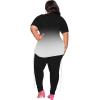 imagePINSV Womens Plus Size 2 Piece Outfits Sweatsuits Short Sleeve Jogger Sets TracksuitBblack Gradient