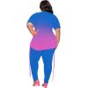 imagePINSV Womens Plus Size 2 Piece Outfits Sweatsuits Short Sleeve Jogger Sets TracksuitBblue Pink Gradient