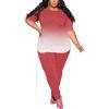 imagePINSV Womens Plus Size 2 Piece Outfits Sweatsuits Short Sleeve Jogger Sets TracksuitBpink Gradient
