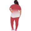 imagePINSV Womens Plus Size 2 Piece Outfits Sweatsuits Short Sleeve Jogger Sets TracksuitBpink Gradient