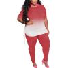imagePINSV Womens Plus Size 2 Piece Outfits Sweatsuits Short Sleeve Jogger Sets TracksuitBpink Gradient