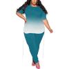 imagePINSV Womens Plus Size 2 Piece Outfits Sweatsuits Short Sleeve Jogger Sets TracksuitBturquoise Gradient