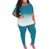 imagePINSV Womens Plus Size 2 Piece Outfits Sweatsuits Short Sleeve Jogger Sets TracksuitBturquoise Gradient