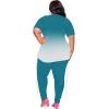 imagePINSV Womens Plus Size 2 Piece Outfits Sweatsuits Short Sleeve Jogger Sets TracksuitBturquoise Gradient