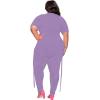 imagePINSV Womens Plus Size 2 Piece Outfits Sweatsuits Short Sleeve Jogger Sets TracksuitLilac