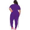 imagePINSV Womens Plus Size 2 Piece Outfits Sweatsuits Short Sleeve Jogger Sets TracksuitPurple