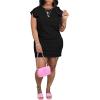 imagePINSV Womens Summer Casual T Shirt Dresses Crew Neck Short Sleeve Tunic DressBlack