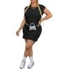 imagePINSV Womens Summer Casual T Shirt Dresses Crew Neck Short Sleeve Tunic DressBlack