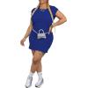 imagePINSV Womens Summer Casual T Shirt Dresses Crew Neck Short Sleeve Tunic DressBlue