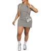 imagePINSV Womens Summer Casual T Shirt Dresses Crew Neck Short Sleeve Tunic DressGrey