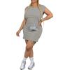 imagePINSV Womens Summer Casual T Shirt Dresses Crew Neck Short Sleeve Tunic DressGrey