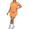 imagePINSV Womens Summer Casual T Shirt Dresses Crew Neck Short Sleeve Tunic DressOrange