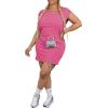 imagePINSV Womens Summer Casual T Shirt Dresses Crew Neck Short Sleeve Tunic DressRose Red